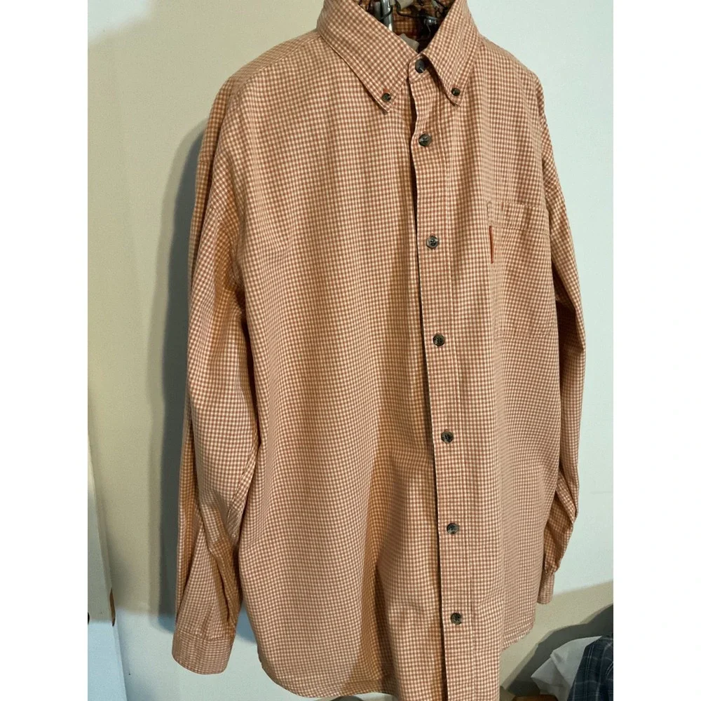 Lot‎ of 2 Columbia Mens XL Long Sleeve Button Down Shirts Orange Blue Plaid